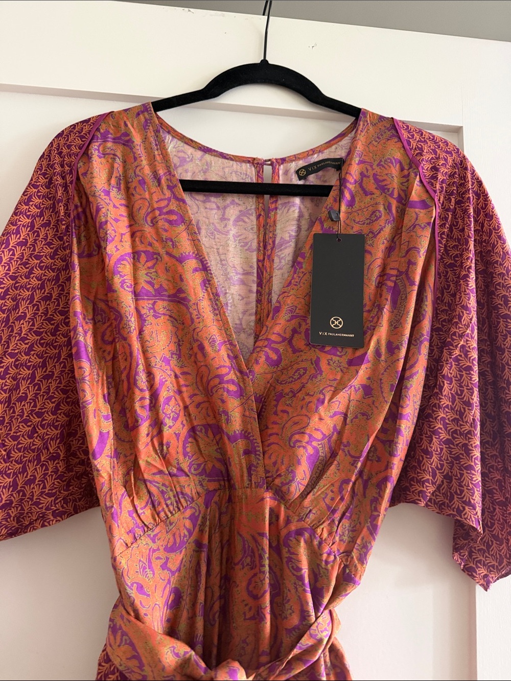 VIX PAULA HERMANNY Orange & Purple Paisley V-Neck Maxi Dress